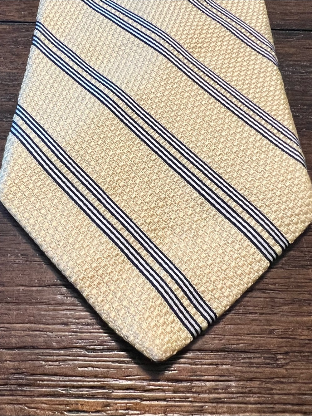 IKE Behar Silk Yellow Striped Men’s Tie